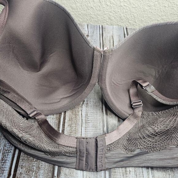Cacique lightly lined full coverage bra with lace trim taupe Plus Size 40DD - Picture 6 of 6